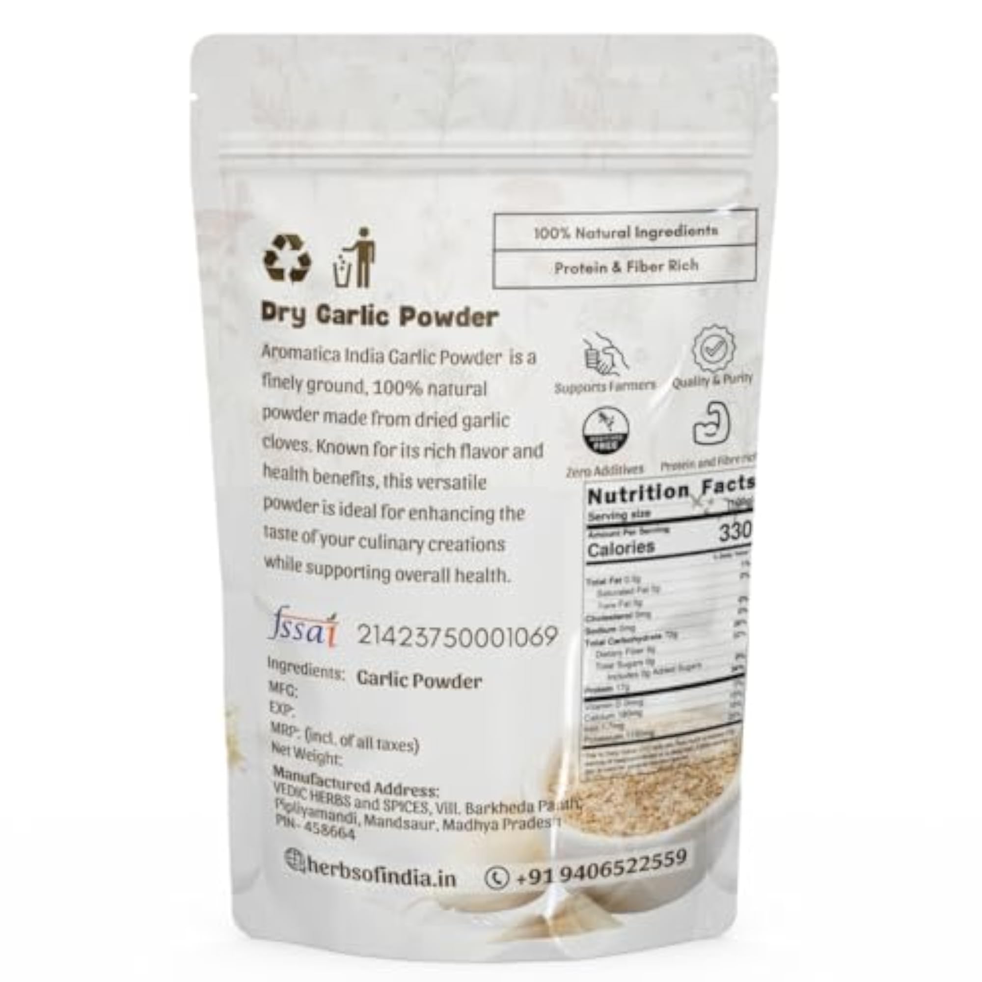 Aromatica Garlic Powder 100% Pure & Natural Dehydrated Culinary Spice